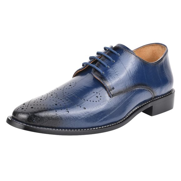 LIBERTYZENO Mens Perforated Toe EEL Print Genuine Leather Oxford Dress S… - Picture 1 of 7